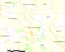 Mapa obce Saint-Jean-Poutge