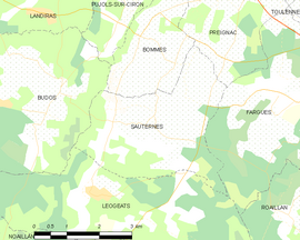 Mapa obce Sauternes