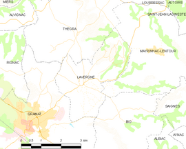 Mapa obce Lavergne