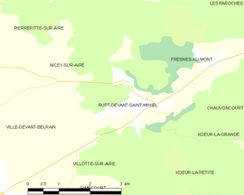 Mapa obce Rupt-devant-Saint-Mihiel