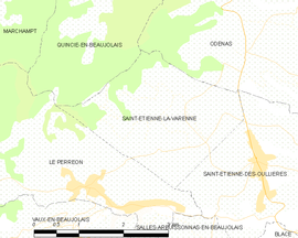 Mapa obce Saint-Étienne-la-Varenne