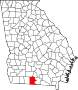 Harta statului Georgia indicând comitatul Brooks