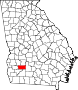 Harta statului Georgia indicând comitatul Dougherty