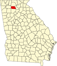 Map of Džordžija highlighting Pickens County