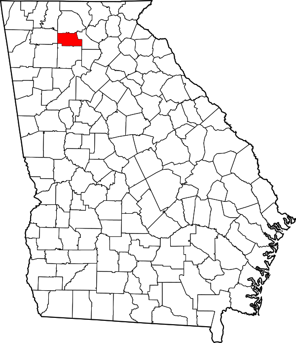 Map of Georgia highlighting Pickens County