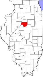Map of Illinois highlighting Woodford County