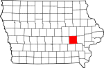 Mapa del estado que destaca el condado de Iowa