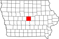 ストーリー郡の位置を示したアイオワ州の地図