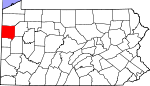Map of Pennsylvania highlighting Mercer County.svg