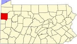 Karte von Mercer County innerhalb von Pennsylvania