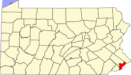 Locatie van Philadelphia County in Pennsylvania