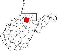 Map of Zapadna Virdžinija highlighting Harrison County