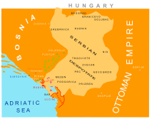 Town of Branicevo in the Serbian Despotate in 1422. Map of the Despotate of Stefan Lazarevic 1422.svg