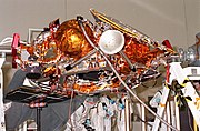 The spacecraft in stowed position just prior to encapsulation