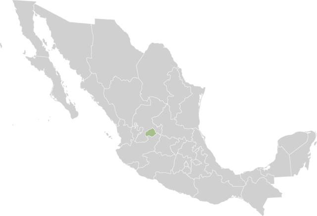 Delstaten Aguascalientes beliggenhed i Mexico