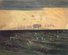 Adoración al sol obra de Čiurlionis (1909).