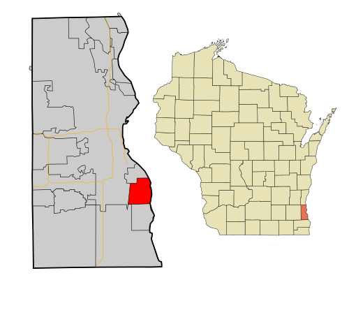 Location of Cudahy in Milwaukee County, Wisconsin.