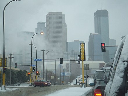 Les rues de Minneapolis en hiver.
