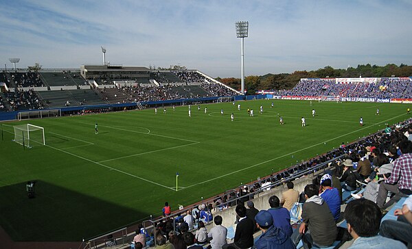 Mitsuzawa Stadium, one of the two home stadiums of the Yokohama F. Marinos