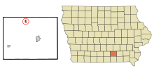 Monroe County Iowa Incorporated and Unincorporated areas Lovilia Highlighted.svg