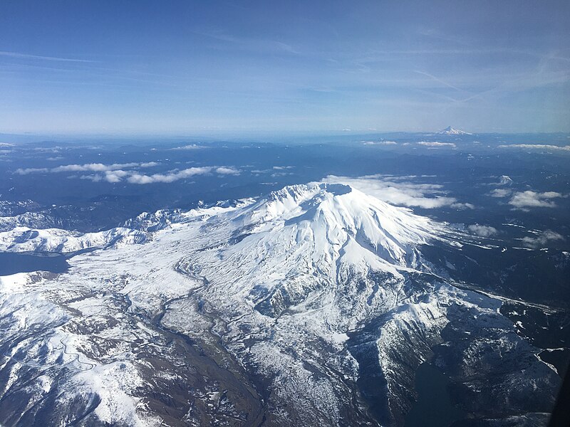 File:Mount Saint Helens from the air, with Mount Hood in background.jpg