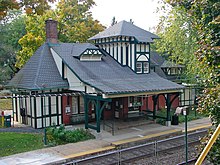 Mount Airy (SEPTA station) on the Chestnut Hill East Line is listed on the National Register of Historic Places Mt Airy Station.JPG