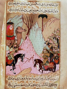 Aisha battling the fourth caliph Ali in the Battle of the Camel