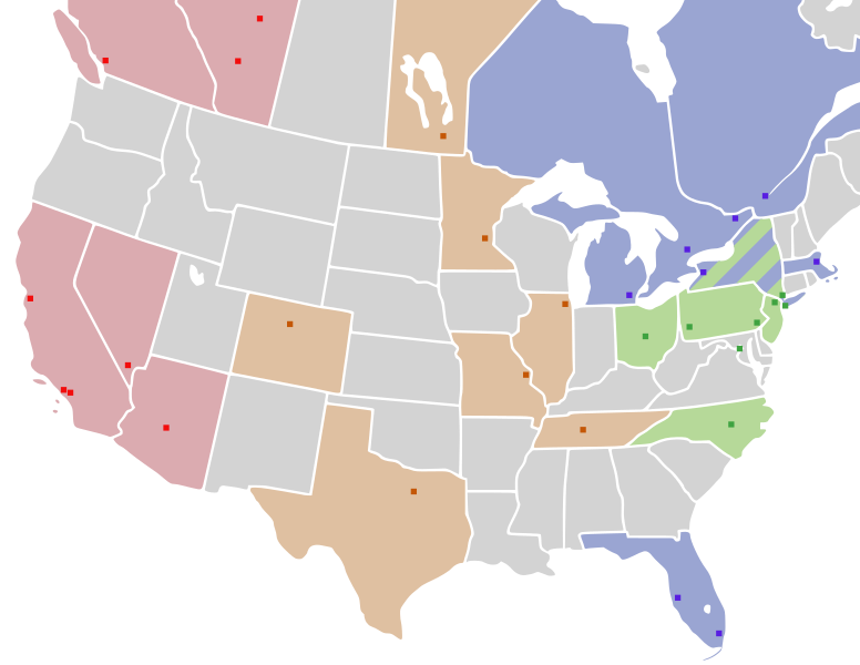 File:NHL teams and conferences map - 2017-18.svg