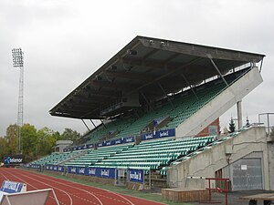 Die Haupttribüne des Nadderud-Stadions