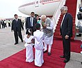 Narendra Modi being received by the Prime Minister of the Democratic Socialist Republic of Sri Lanka, Mr. Ranil Wickremesinghe, on his arrival at Bandaranaike International Airport, in Colombo, Sri Lanka.jpg