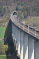 English: Concrete railway bridge "Aula-Talbruecke" over Aula River and tunnel "Kirchheimtunnel" near, Niederaula, Hesse, Germany