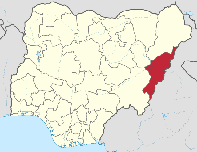 Location of Adamawa State in Nigeria