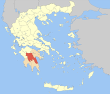 Arkadya'nın Yunanistan'daki konumu