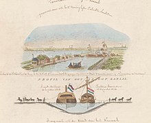 16 December 1824: Bellona passes Christina Bernardina Noordhollandsch Kanaal, 1824 Panorama van het groot Kanaal, genomen van uit het Koninglijke Paleis te Amsterdam Profil van het Groot Kanaal (titel op object), BI-B-FM-116-58.jpg