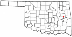 Location of Warner, Oklahoma
