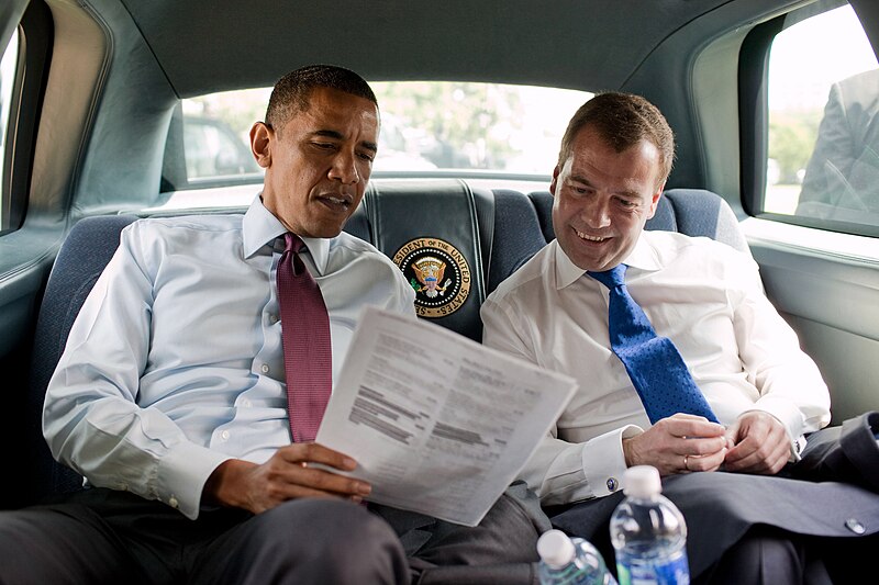 File:Obama and Medvedev look at the menu.jpg