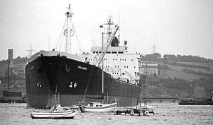 English: Oil tanker, Larne Lough The tanker “F...