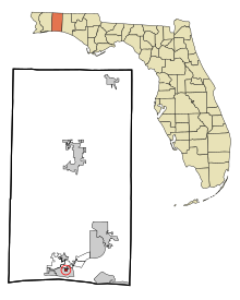 Okaloosa County Florida Incorporated and Unincorporated areas Cinco Bayou Highlighted.svg