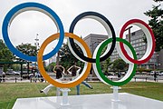 オリンピックシンボルマークのモニュメント（2021年7月）