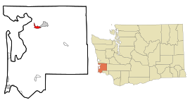 Pacific County Washington Incorporated and Unincorporated areas South Bend Highlighted.svg