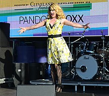 Boxx performing at the Gay Games Festival Village in Cleveland, OH Pandora Boxx (8-13-14) (14763882618) (cropped).jpg