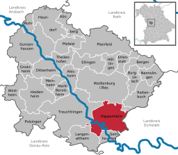 Läget för Pappenheim i Landkreis Weißenburg-Gunzenhausen