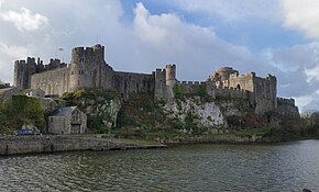 Pembroke Castle, view from the Pembroke River Pembroke Castle November 2016.jpg