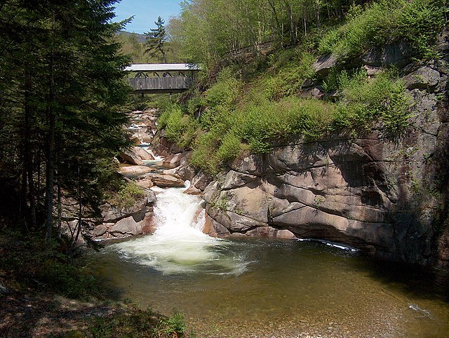 The Sentinel Pine bridge and The Pool in Franconia Notch