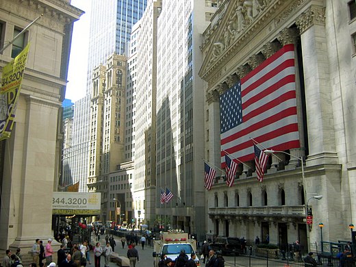 Looking north from the New York Stock Exchange, New York City, 2005
