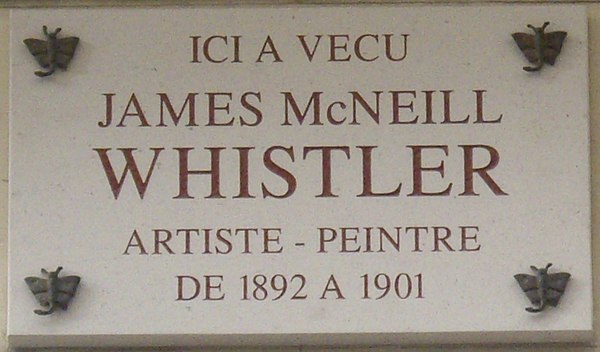 Image: Plaque James Mc Neill Whistler, 110 rue du Bac, Paris 7