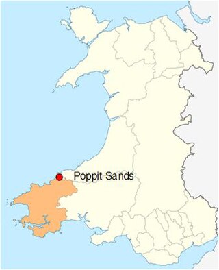 Poppit Sands, showing its location within Pembrokeshire