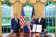 President Trump signs the Hong Kong Autonomy Act President Trump Signs an Executive Order (50118658238).jpg