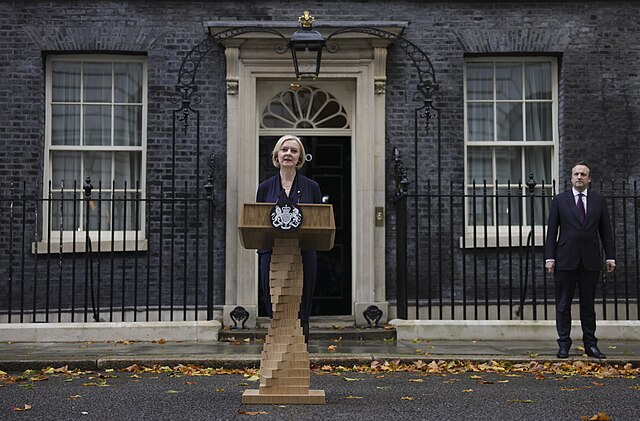 Prime Minister Liz Truss announces her resignation outside 10 Downing Street, 20 October 2022