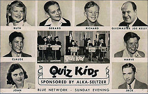 1940s postcard sent to listeners who submitted questions for the American radio show Quiz kids 1940s card.JPG